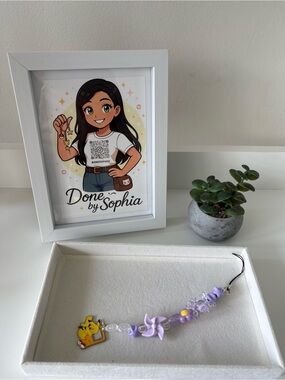 Done by Sophia Purple Charm Phone Strap with Yellow Pikachu Charm